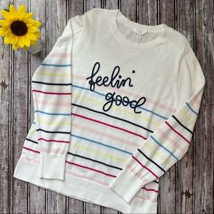 Time & Tru Feeling Good white stripe sweater size XXL